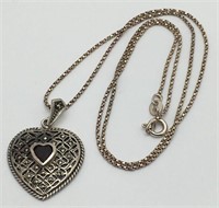 Sterling Silver Heart Pendant & Necklace