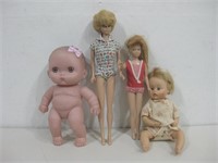 Four Vtg Dolls Tallest 12"