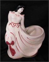 1940's figural lady ceramic planter, 8" tall -