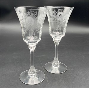 TWO (2) HEISEY MINUET PATTERN WATER GOBLETS
