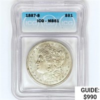 1887-S Morgan Silver Dollar ICG MS61