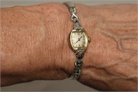 Vtg Ladies Bulova 10k RGP Watch, 23 Jewel/Diamonds