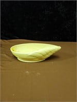 Yellow brush pottery dish