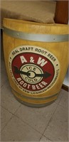 A&W root beer barrel display