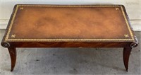 Wooden Coffee Table W/ Leatherette Inlay