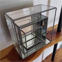 Set of Signed FarberGlass Mirrored Boxes #90