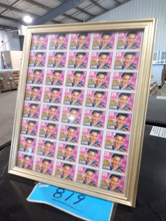 Framed Sheet Of Elvis 29 Cent Stamps