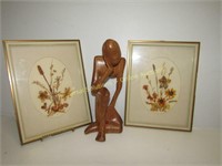 Dried Flowers & Thoughtful Wood Figure