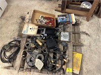 PALLET WITH CB, ANTENNAS, WIRES, C CLAMPS