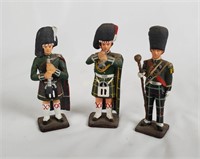 3 Scottish Soldier Cast Metal Figurines