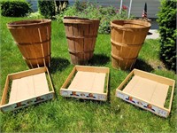 3 tall bushel baskets/ 3 kiwi crates