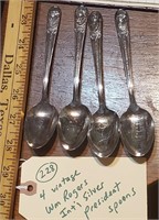 4 vintage Wm Rogers president spoons