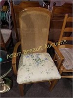 CANE BACK UPHOLSTERED CHAIR