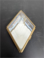 Vintage Glass Trinket Box Diamond Shape