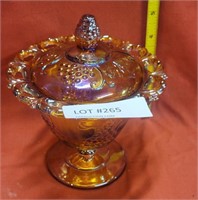 CARNIVAL GLASS LIDDED CANDY DISH