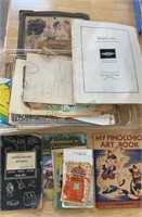 Tray lot - antique paper items, advertising,