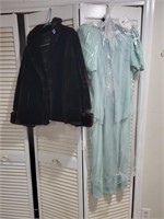 FAUX FUR JACKET AND FORMAL DRESS - SIZE: SMALL