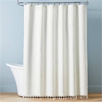 Clip Stitch Knotted Fringe Shower Curtain