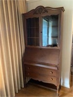 ANTIQUE SECRETARIATE DESK W/GLASS DOOR UPPER