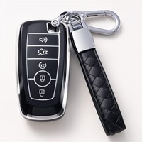 Ford Key Fob Cover w/ Leather Lanyard  Black