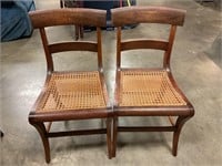 2 Hitchcocks wood chairs w cane seats