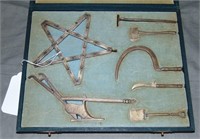 Antique Victorian 800 Silver Farm Tool Sample Set