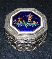 French Silver & Enamel Patch Box