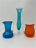 Midcentury Art Glass Mini Pitchers Jugs Vases