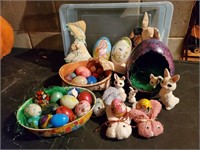 Vintage Easter decorations, eggs, washcloth