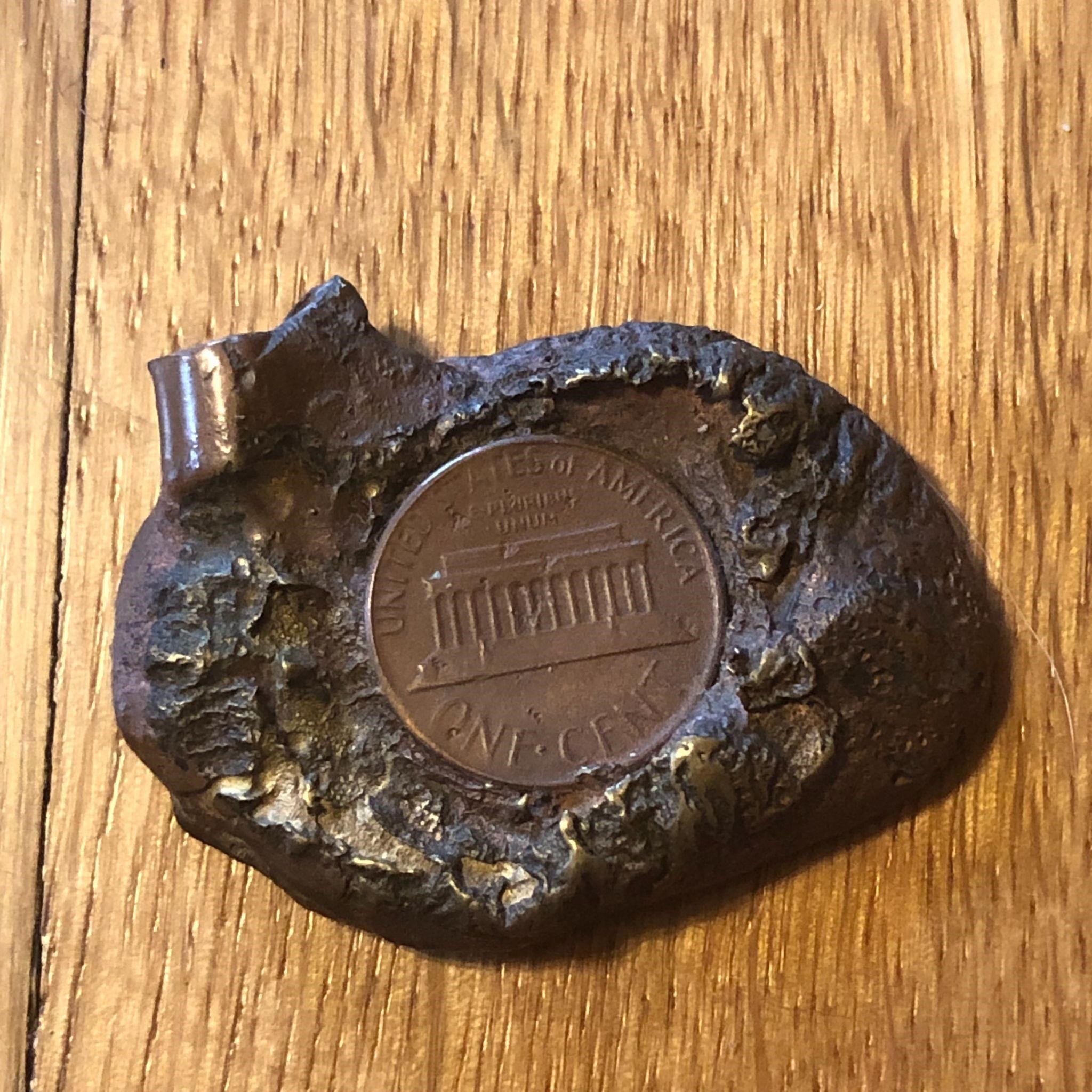 Lincoln Head Penny Coin Encased in Metal