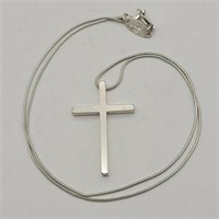 ITALIAN 925 STERLING SILVER CROSS NECKLACE 17"