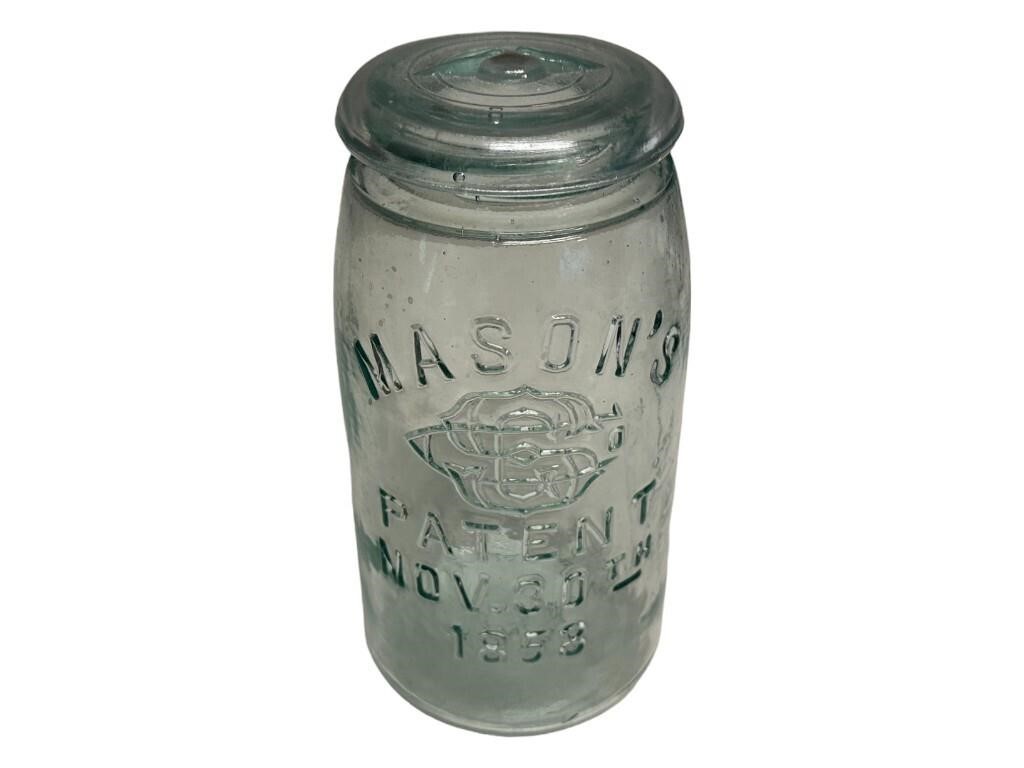 Mason's Patent Nov. 30th 1853 Glass Jar w/ Lid
