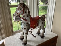 English Metal Ride-On Toy Horse, orig. paint
