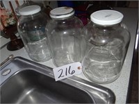 Three 1-Gal Glass Jars