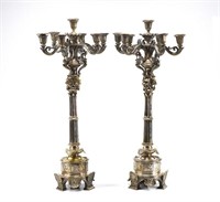 PAIR OF 19th C SILVER PLATED CANDELABRA