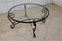 Glass and iron table 36"17"