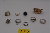 57K: (9) costume jewelry rings