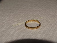 14kt Gold band ring, size 6 monogrammed inside