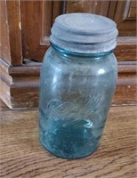 Blue Mason Jar With Zinc Lid