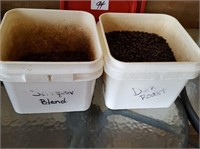 lot of 2 pails loose coffee beans