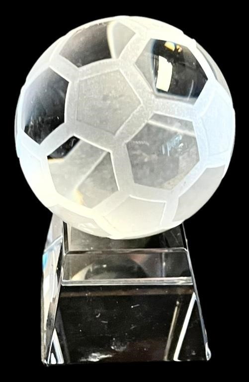 Celebration Glass Soccer Ball Paperweight