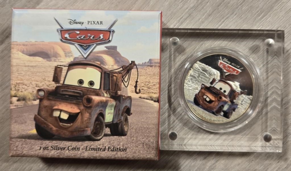 One Ounce Cars Tow Mater Silver Round