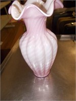 Fenton Pink Fluted Top Vase