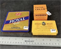 3 Vintage Tins Royal Gold, Dills Best Sliced &