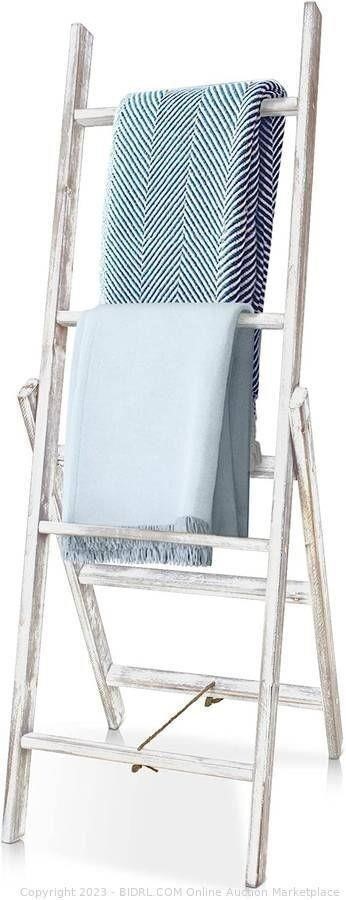 Rustic Lightweight 2 in 1 Wooden Ladder - White