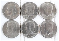 (6) Assorted Date Kennedy Half Dollars