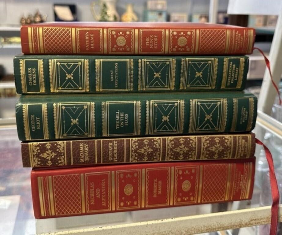 5 Gold Leather Bounds Books
