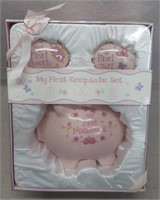 C12) NEW My First Keepsake Set Pink Piggy Bank