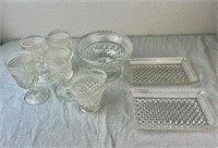 Vintage Diamond Cut Clear Glassware