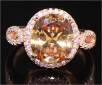 Brilliant Oval Morganite & White Topaz Ring